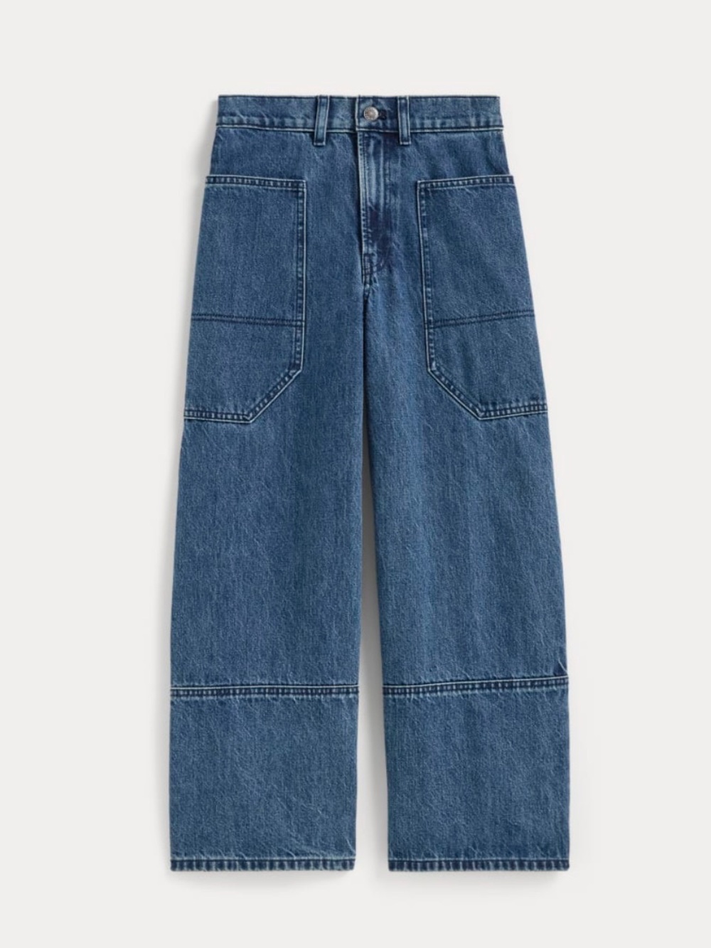 Everlane High-Rise Wide-Leg Denim Jeans in Medium Blue